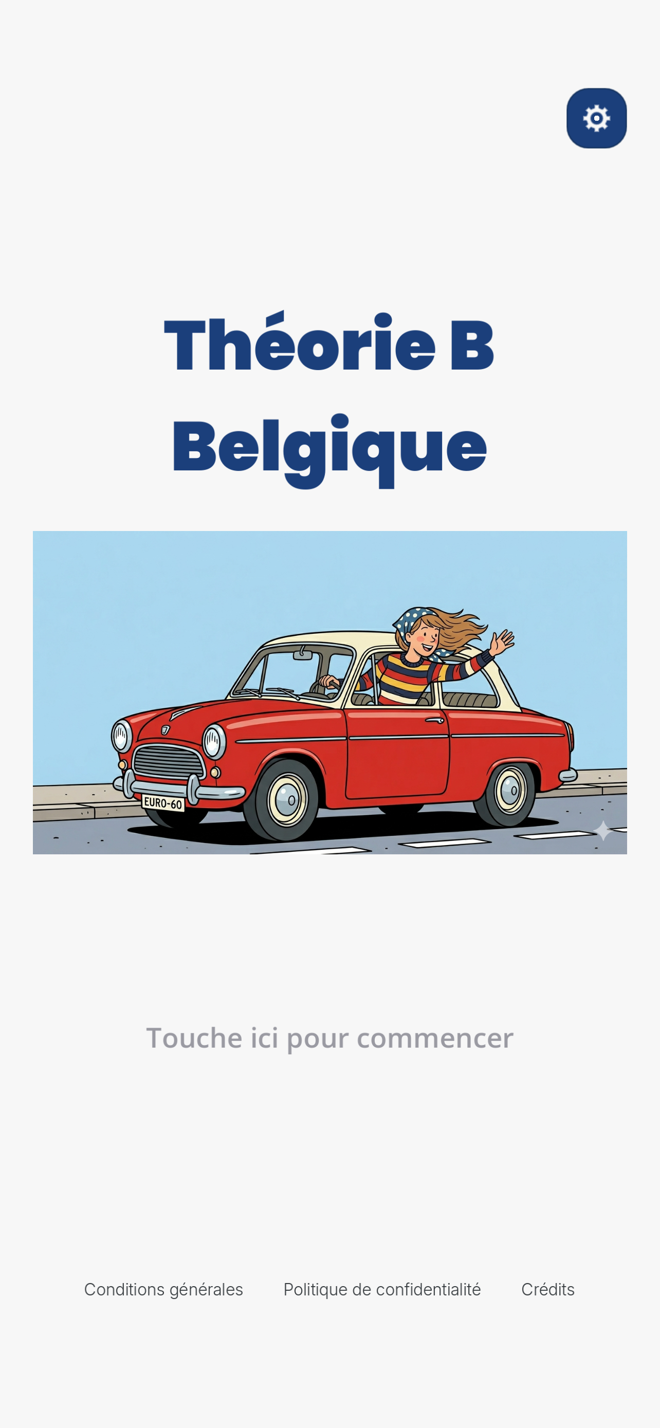 Theory B home screen in French