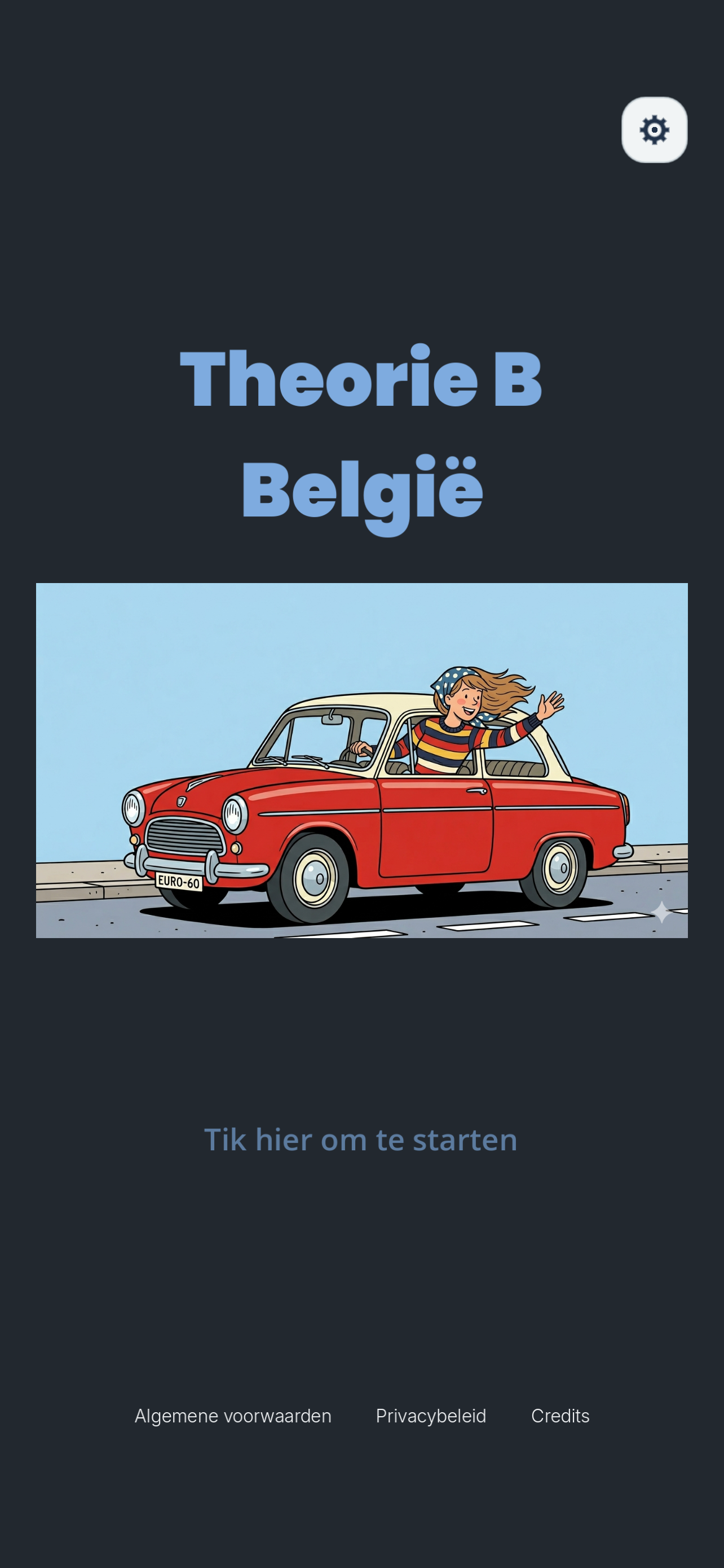 Theory B home screen in Dutch